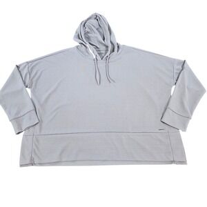 Mondetta Performance Womens Ribbed Pullover Hoodie Light Grey Relaxed Fit Size M